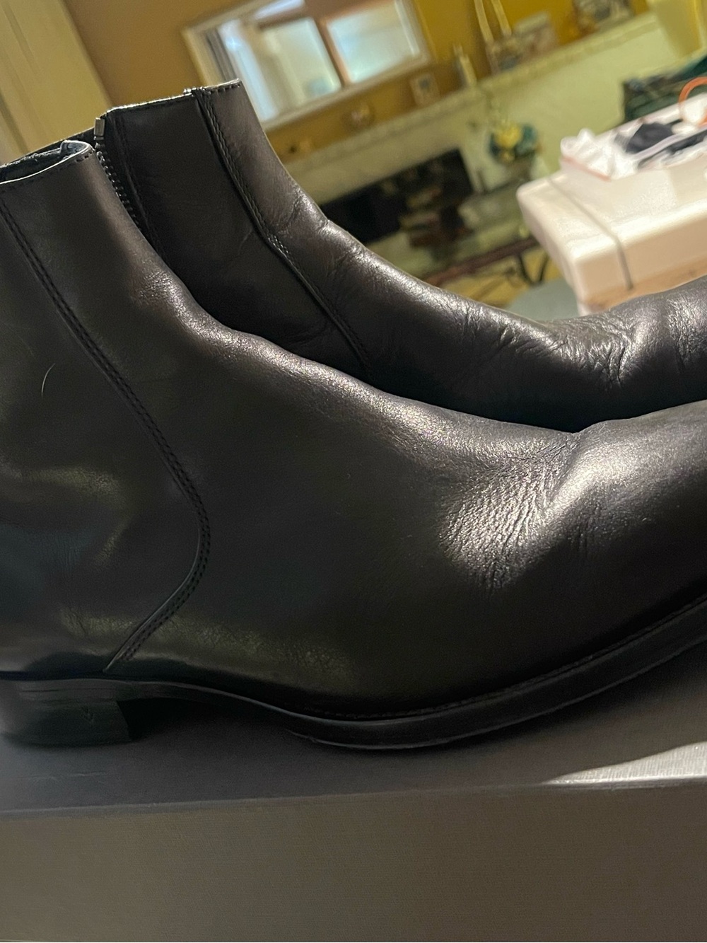John Varvatos Black Leather Chukka Boots